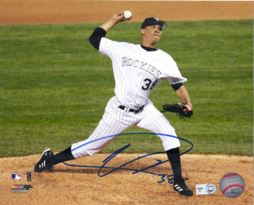 Ubaldo Jimenez Autographed/Signed Colorado Rockies 8x10 Photo MLB 11813 PF