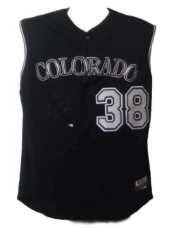 Ubaldo Jimenez Autographed Colorado Rockies Authentic Black Jersey 11823