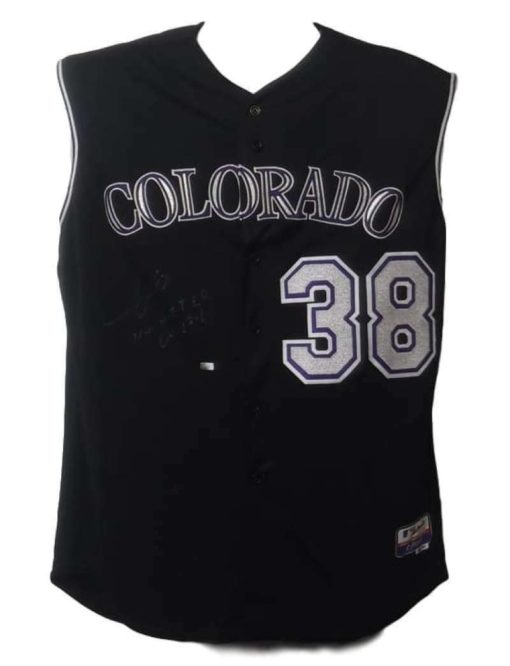 Ubaldo Jimenez Autographed Colorado Rockies Authentic Black Jersey 11823