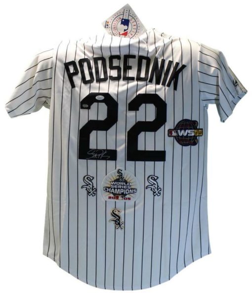 Scott Podsednik Signed Chicago White Sox Majestic White Medium Jersey JSA 11825