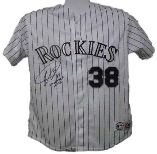 Ubaldo Jimenez Autographed/Signed Colorado Rockies MLB Jersey No Hitter 11826