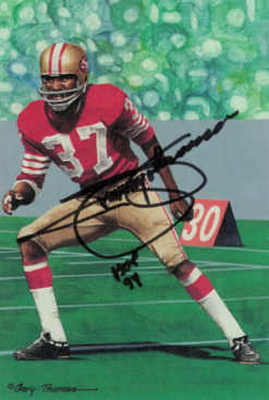 Jimmy Johnson Autographed San Francisco 49ers Goal Line Art Black HOF 11840