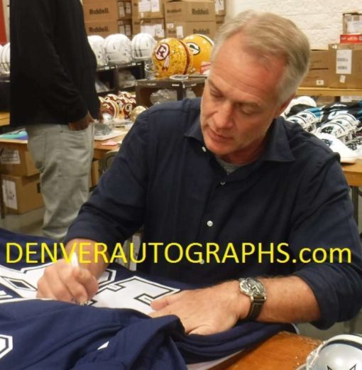 Daryl Moose Johnston Autographed Dallas Cowboys Blue XL Jersey JSA 11855