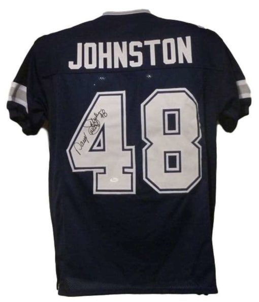 Daryl Moose Johnston Autographed Dallas Cowboys Blue XL Jersey JSA 11855