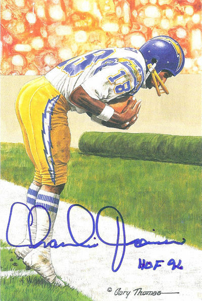 Charlie Joiner Autographed San Diego Chargers Goal Line Art Blue HOF 11862