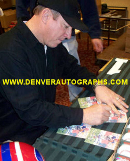 Jim Kelly Autographed/Signed Buffalo Bills Goal Line Art Card Blue 11935