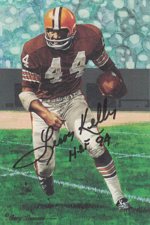 Leroy Kelly Autographed Cleveland Browns Goal Line Art Card Black HOF 11944