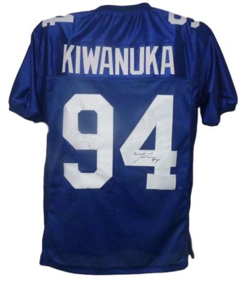 Mathias Kiwanuka Autographed/Signed New York Giants Blue XL Jersey 11974