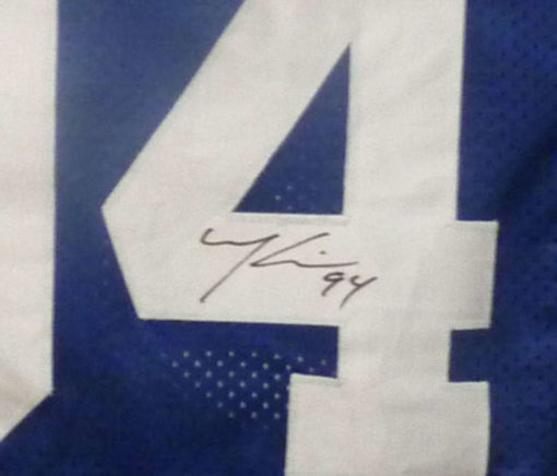 Mathias Kiwanuka Autographed/Signed New York Giants Blue XL Jersey 11974