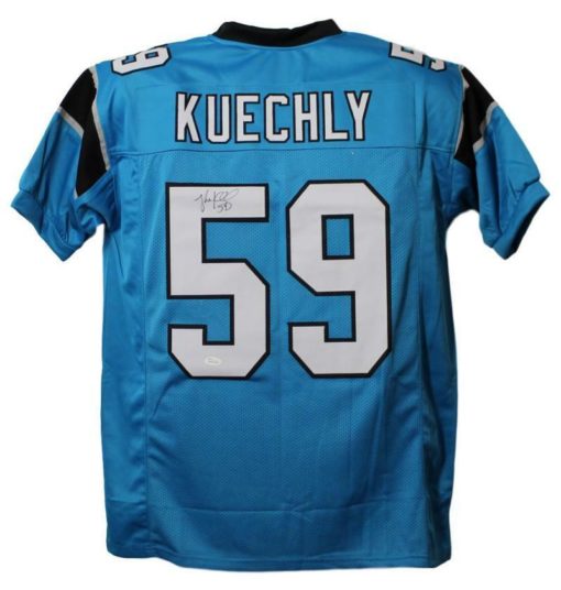 Luke Kuechly Autographed/Signed Carolina Panthers XL Blue Jersey JSA 12012