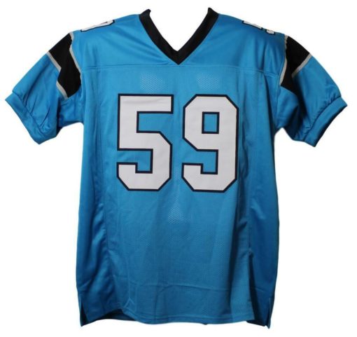 Luke Kuechly Autographed/Signed Carolina Panthers XL Blue Jersey JSA 12012