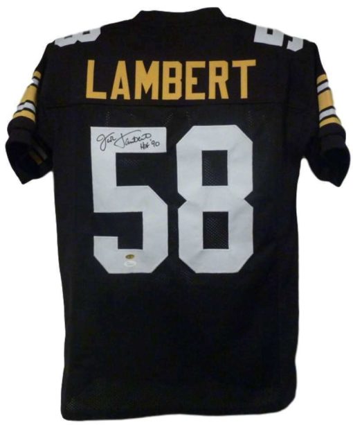 Jack Lambert Autographed Pittsburgh Steelers Black XL Jersey HOF JSA 12039