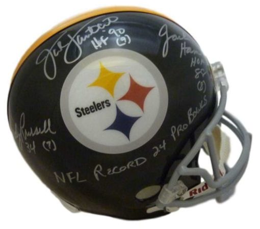 Pittsburgh Steelers Signed Linebacker Rep Helmet Lambert Russell Ham JSA 12044
