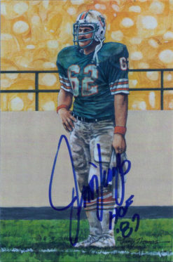 Jim Langer Autographed/Signed Miami Dolphins Goal Line Art Card Blue HOF 12057