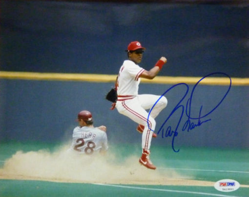 Barry Larkin Autographed/Signed Cincinnati Reds 8x10 Photo PSA 12064