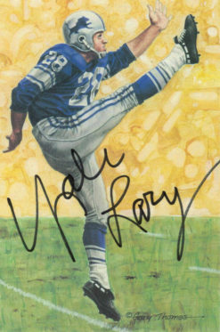 Yale Lary Autographed/Signed Detroit Lions Goal Line Art Card Black 12078