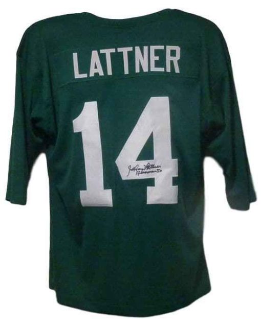 Johnny Lattner Autographed/Signed Notre Dame Green XL Jersey Heisman 12086
