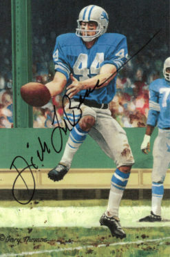 Dick Lebeau Autographed/Signed Detroit Lions Goal Line Art Card Black 12094