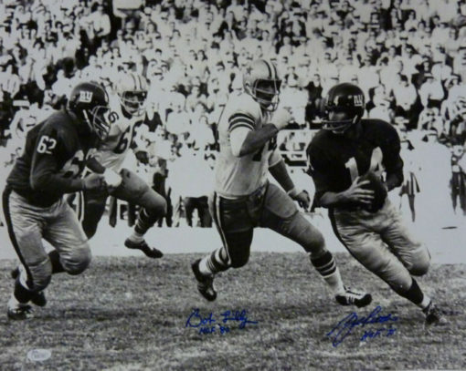YA Tittle & Bob Lilly Autographed Cowboys/Giants 16x20 Photo JSA 12148
