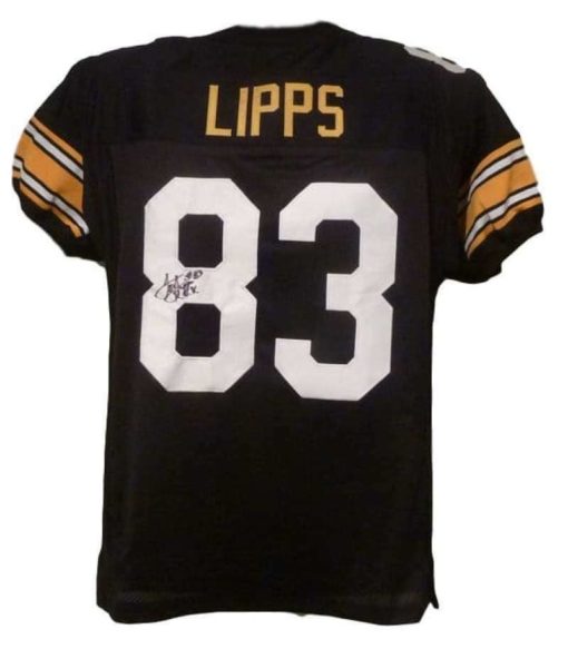 Louis Lipps Autographed/Signed Pittsburgh Steelers Black XL Jersey ROY 12150