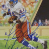 Floyd Little Autographed Denver Broncos Goal Line Art Card Blue HOF 12157