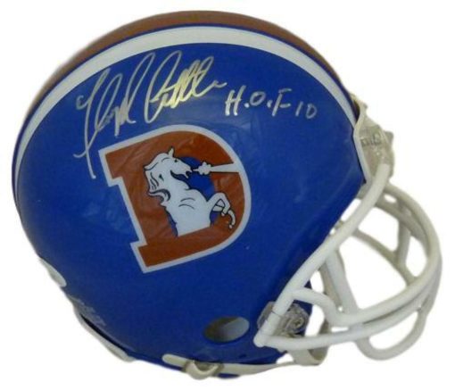 Floyd Little Autographed/Signed Denver Broncos D Logo Mini Helmet HOF JSA 12160