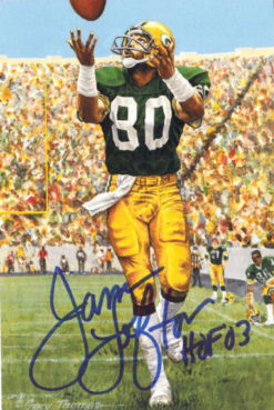 James Lofton Autographed Green Bay Packers Goal Line Art HOF 03 Blue 12172