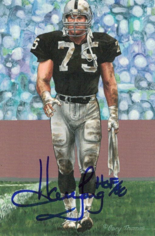 Howie Long Autographed Oakland Raiders Goal Line Art Card Blue HOF JSA 12176