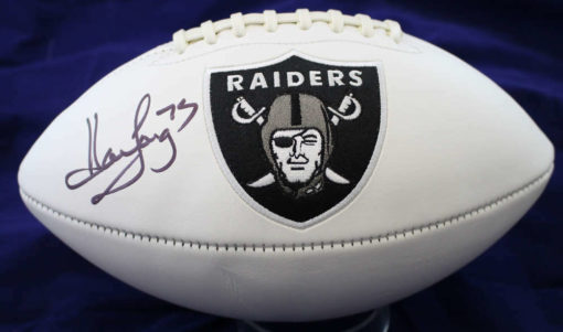 Howie Long Autographed/Signed Oakland Raiders White Logo Football JSA 12180