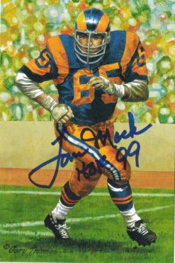 Tom Mack Autographed/Signed Los Angeles Rams Blue HOF 99 Goal Line Art 12195