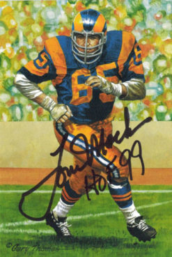 Tom Mack Autographed Los Angeles Rams Goal Line Art Card Black HOF 12196