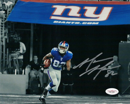 Mario Manningham Autographed New York Giants 8x10 Photo Sephia JSA 12232