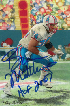 Bruce Matthews Autographed Houston Oilers Goal Line Art Card Blue HOF 12290