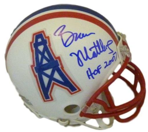 Bruce Matthews Autographed/Signed Houston Oilers Mini Helmet HOF JSA 12291