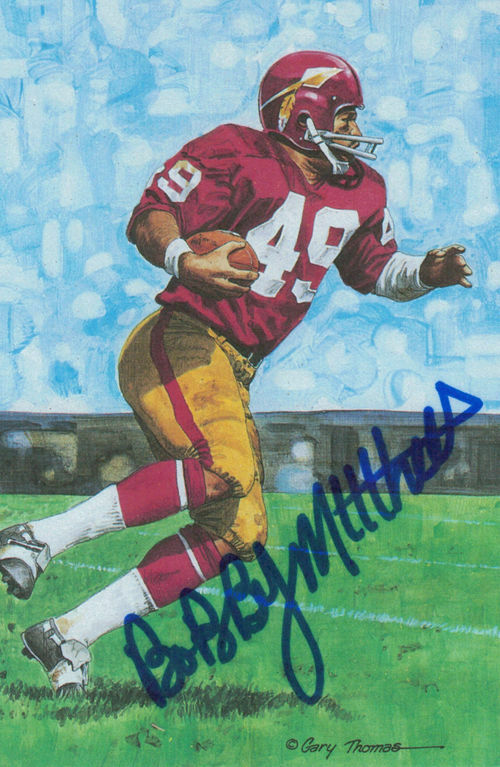 Bobby Mitchell Signed Washington Redskins Goal Line Art Blue N/O 12429