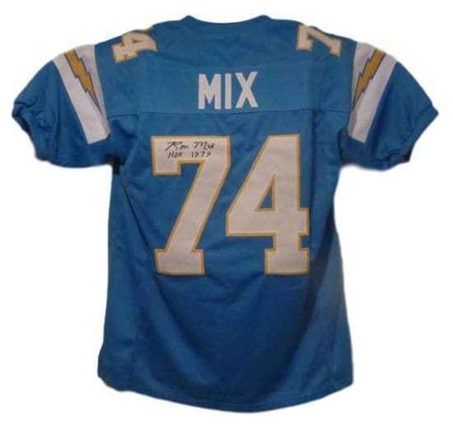 Ron Mix Autographed/Signed San Diego Chargers Blue XL Jersey HOF 12434