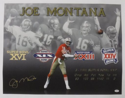 Joe Montana Autographed/Signed San Francisco 49ers 20x34 Canvas JSA 12449