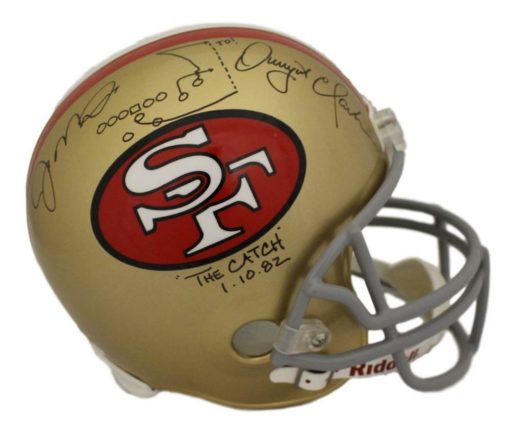 Joe Montana & Dwight Clark Signed San Francisco 49ers Replica Helmet JSA 12466