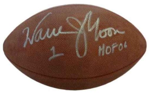Warren Moon Autographed/Signed Houston Oilers Wilson Football HOF BAS 12473