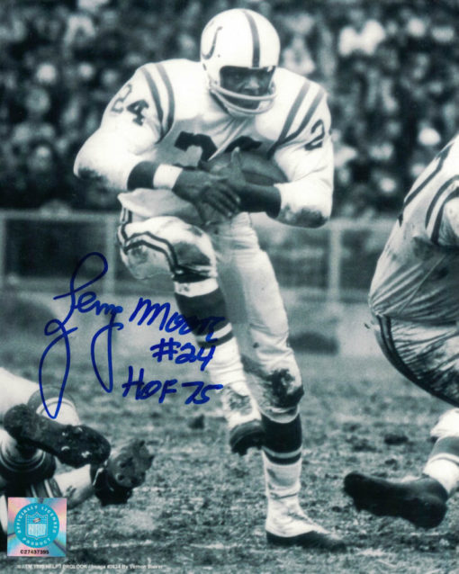Lenny Moore Autographed/Signed Baltimore Colts 8x10 Photo HOF 12479 PF