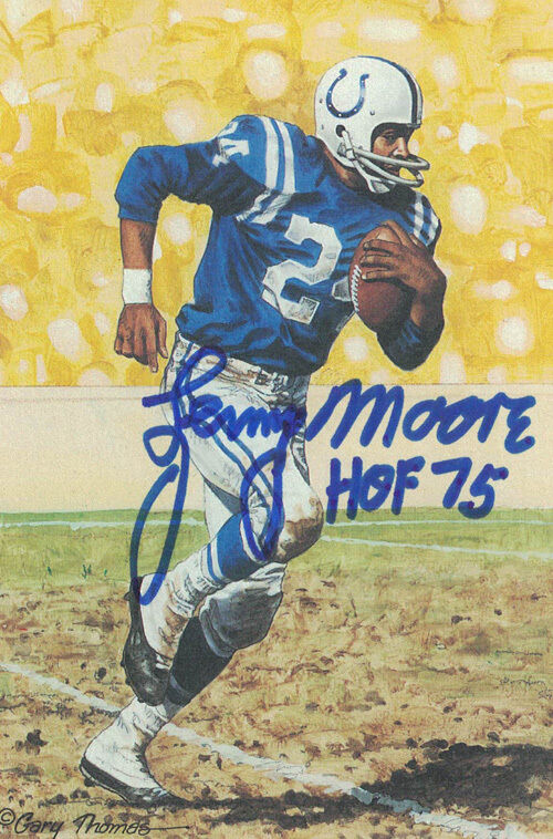 Lenny Moore Autographed/Signed Baltimore Colts Goal Line Art Card Blue HOF 12482