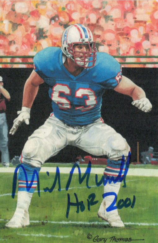 Mike Munchak Autographed Houston Oilers Goal Line Art card HOF 01 Blue 12522