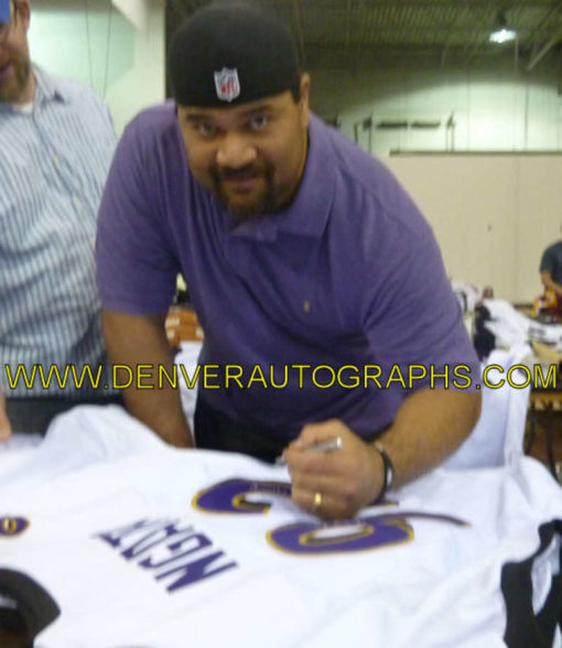 Haloti Ngata Autographed Balitmore Ravens XL White Jersey SB XLVII Champ 12572