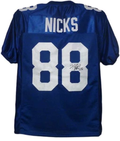 Hakeem Nicks Autographed/Signed New York Giants Blue XL Jersey 12578