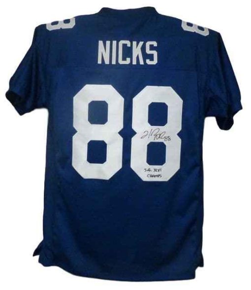 Hakeem Nicks Signed New York Giants Blue XL Jersey SB XLVI Champs 12579