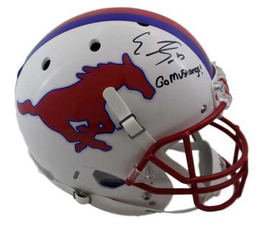 Emmanuel Sanders Signed SMU Mustangs Schutt Replica Helmet Go Mustangs JSA 12615