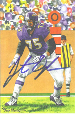 Jonathan Ogden Autographed/Signed Baltimore Ravens Goal Line Art Blue 12628