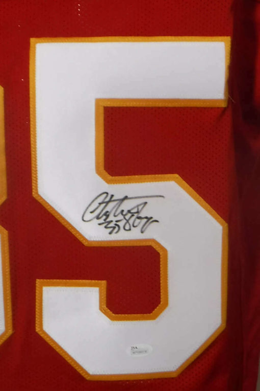 Christian Okoye Autographed/Signed Kansas City Chiefs XL Red Jersey JSA 12637