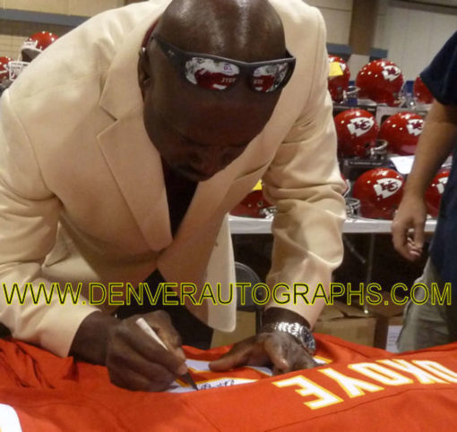 Christian Okoye Autographed/Signed Kansas City Chiefs XL Red Jersey JSA 12637