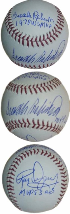 Baltimore Orioles MVPs Autographed OML Baseball Dempsey Frank & Brooks JSA 12658